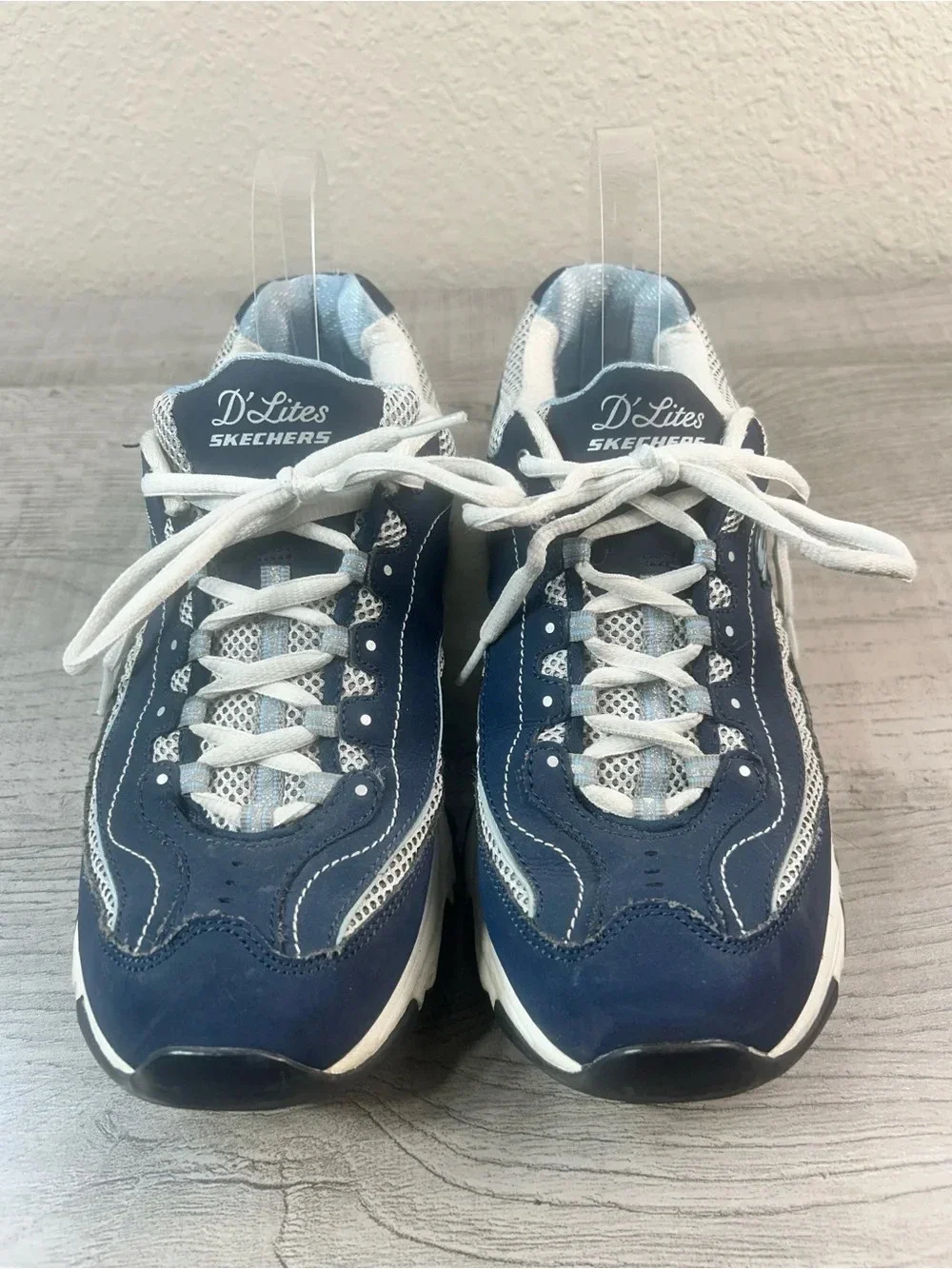 Skechers D'Lites Navy and White Chunky Trainers